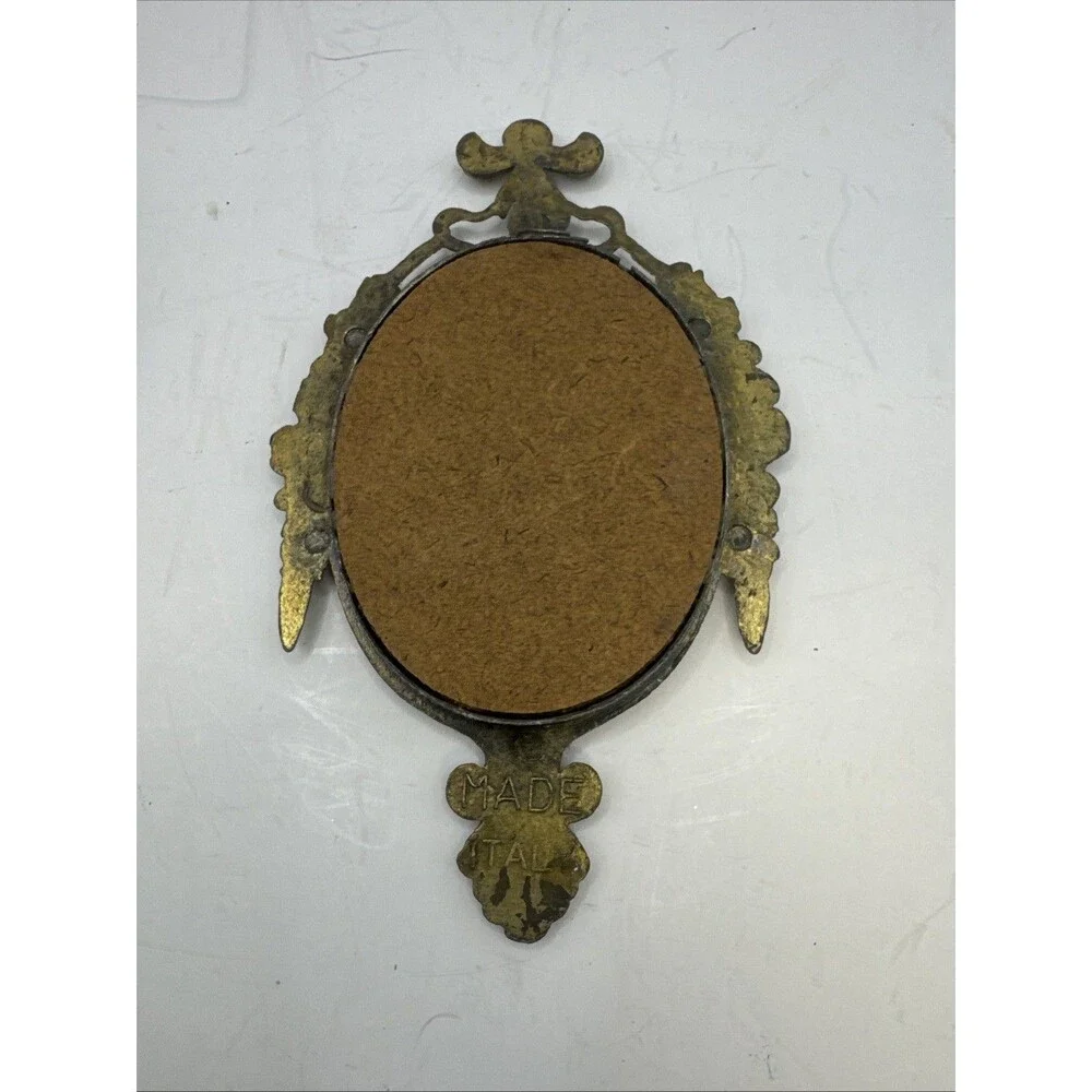 3 Trio VTG Ornate Metal Frames Victorian Young Girl Praying/Waving 6.5” Italy